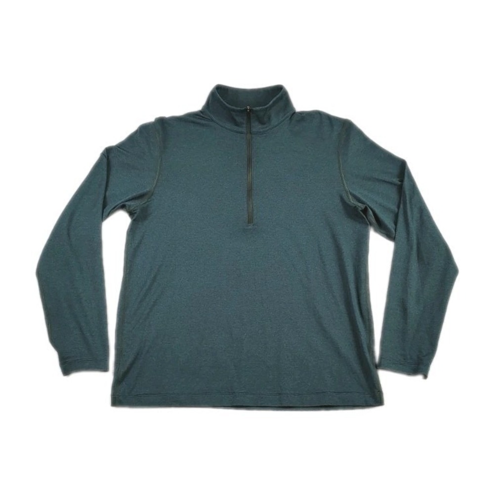 Lululemon Performance Soft Jersey 1/3 Zip Mock Neck Pullover Men's M Dark Green